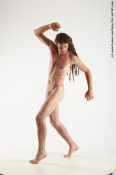 Nude Man White Standing poses - ALL Slim Brown Standing poses - simple Dreadlocks Realistic